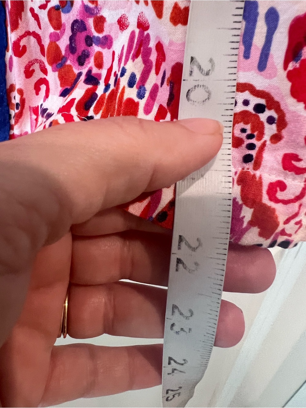 THML Pink and Red Printed Blouse with Blue Trim Size Large - Picture 8 of 16